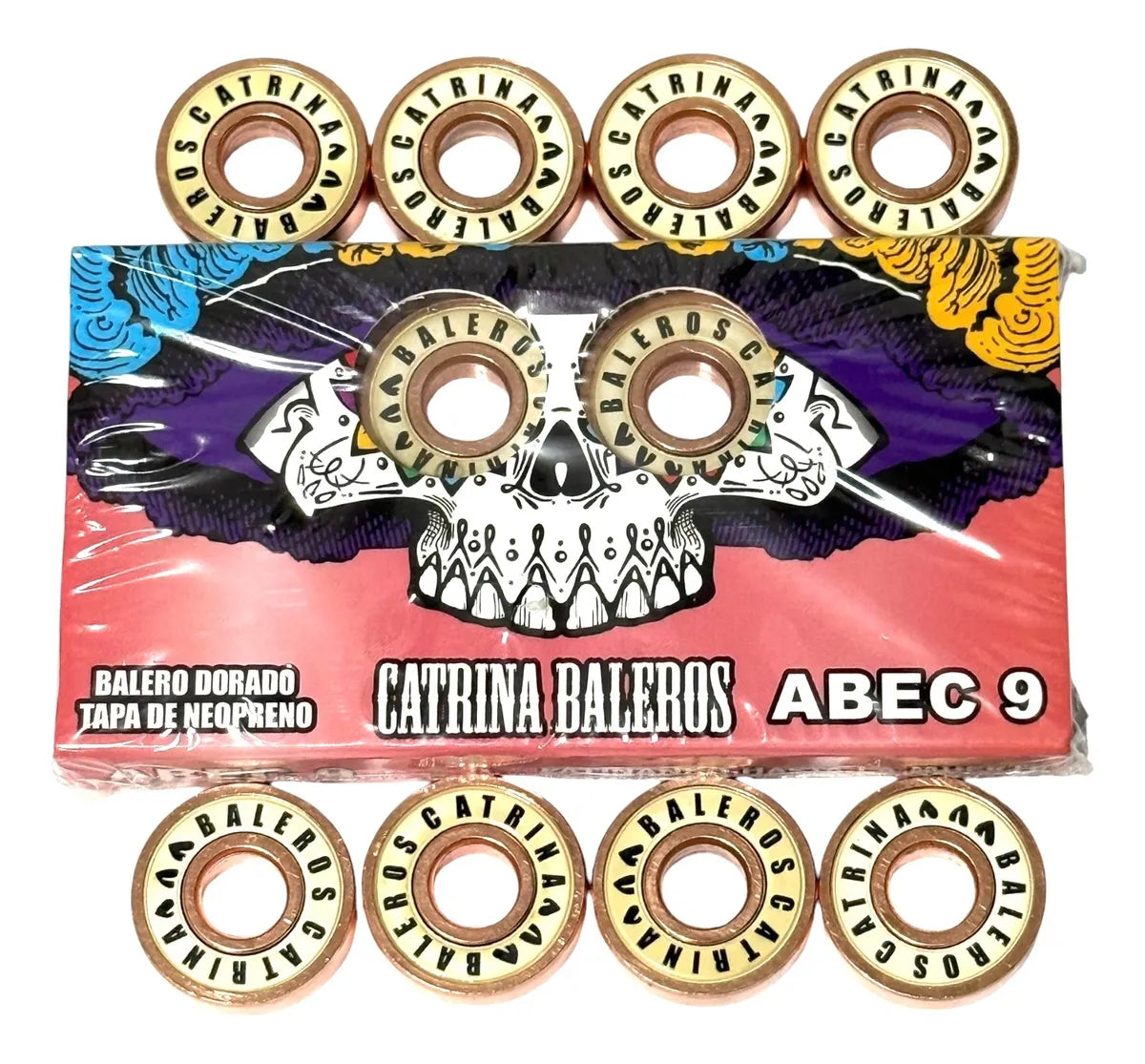 Set Baleros Rosas Abec 9 Skate CATRINA