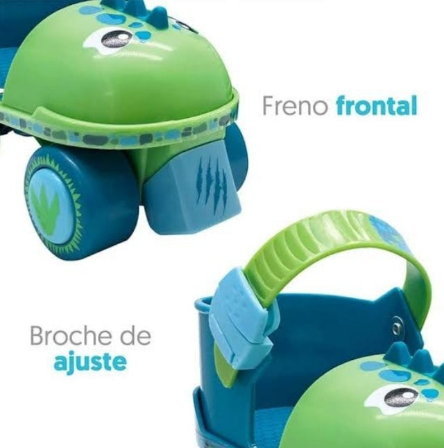 Patines Entrenadores Dinosaurio 3D Ajustable Accesorios 15-18