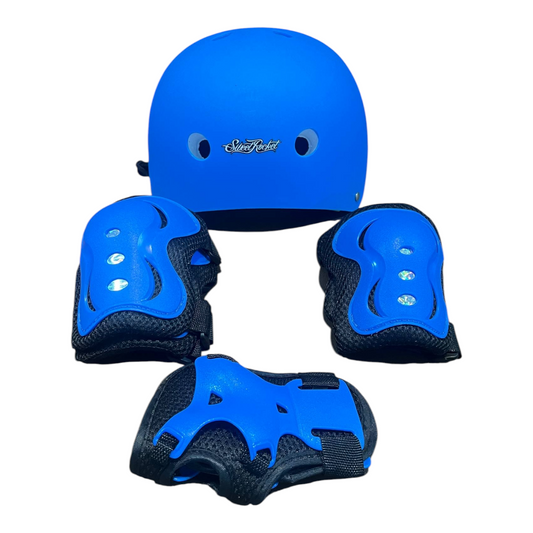 Set Protecciones Azules SWEET ROCKET Casco, Rodilleras, Coderas, Muñequeras