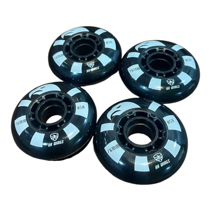 Set Ruedas Negras Para Patines En Linea 76mm Flying Eagle