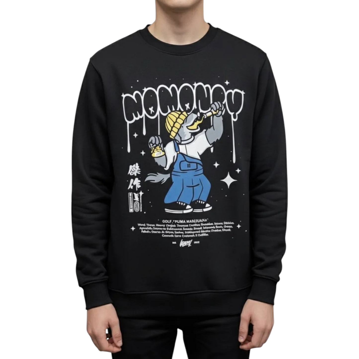 Sueter Negro Lobo Cholo MOMONEY