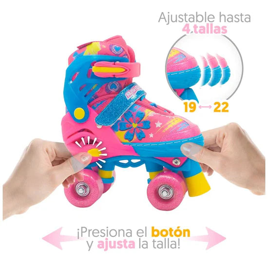 Patines 4 Ruedas Ajustables Quad Rush Girl Flying Wheel 19-22