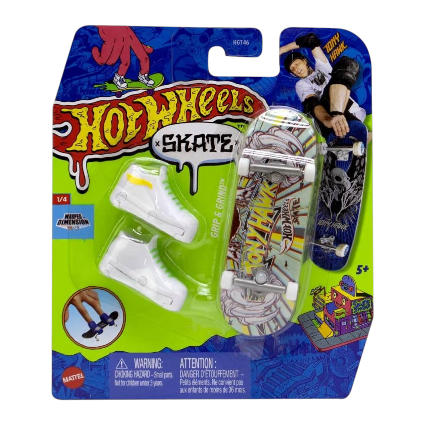 Patineta Para Dedos Con Tenis Tony Hawk Blanco Finger Board HOT WHEELS