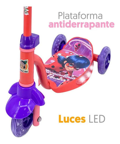 Scooter Patín Miraculous Led Altura Ajustable APACHE