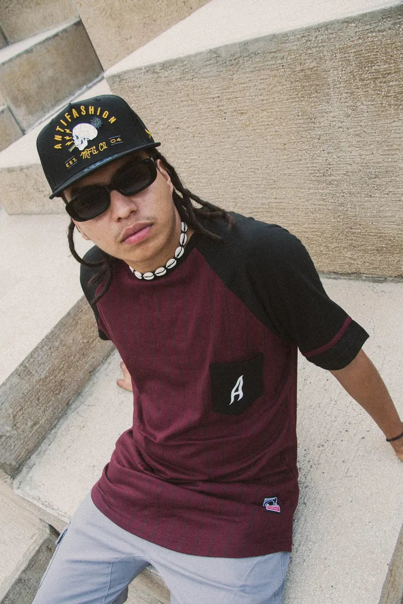 Playera Negro Y Tinto BaseBall ANTIFASHION