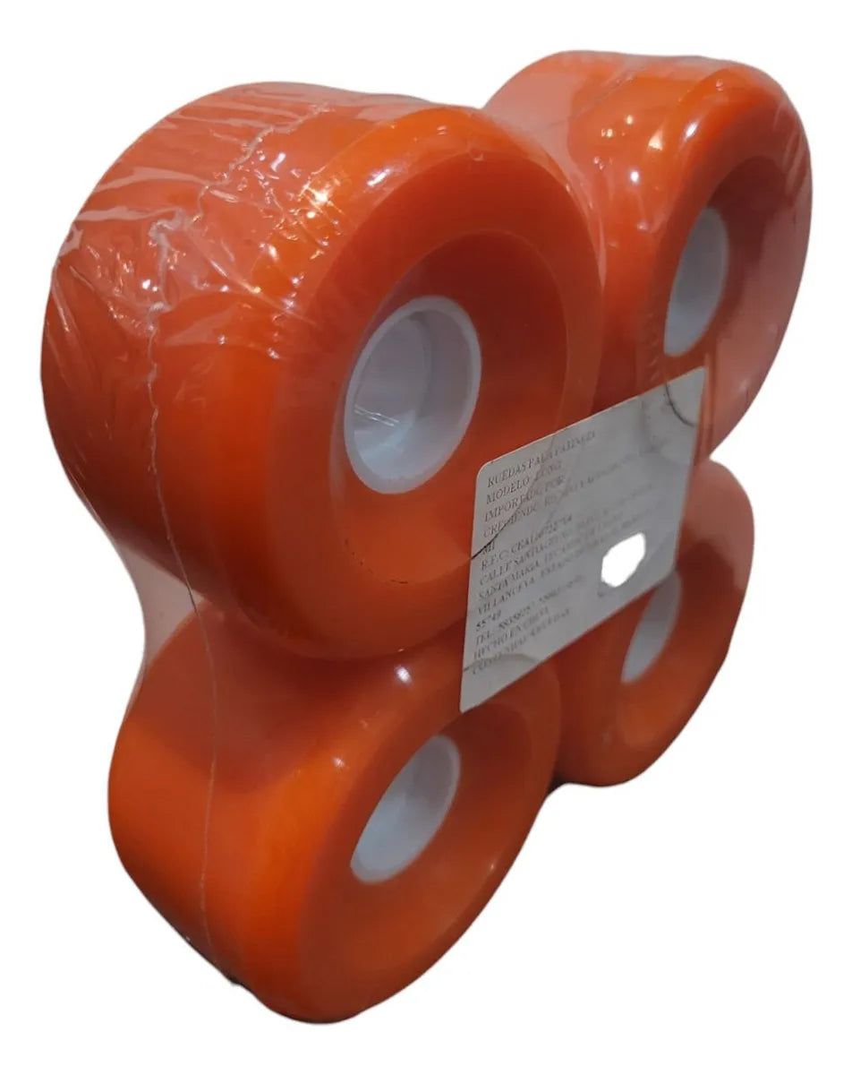 Set Ruedas Naranjas Para Longboard 70mm Sweet Rocket