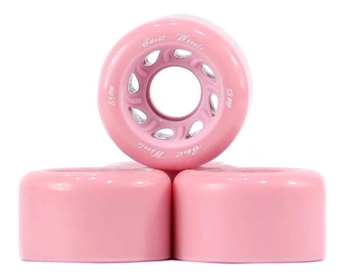 Set Ruedas Rosas Para Patines Quads 58mm SWEET WHEELS