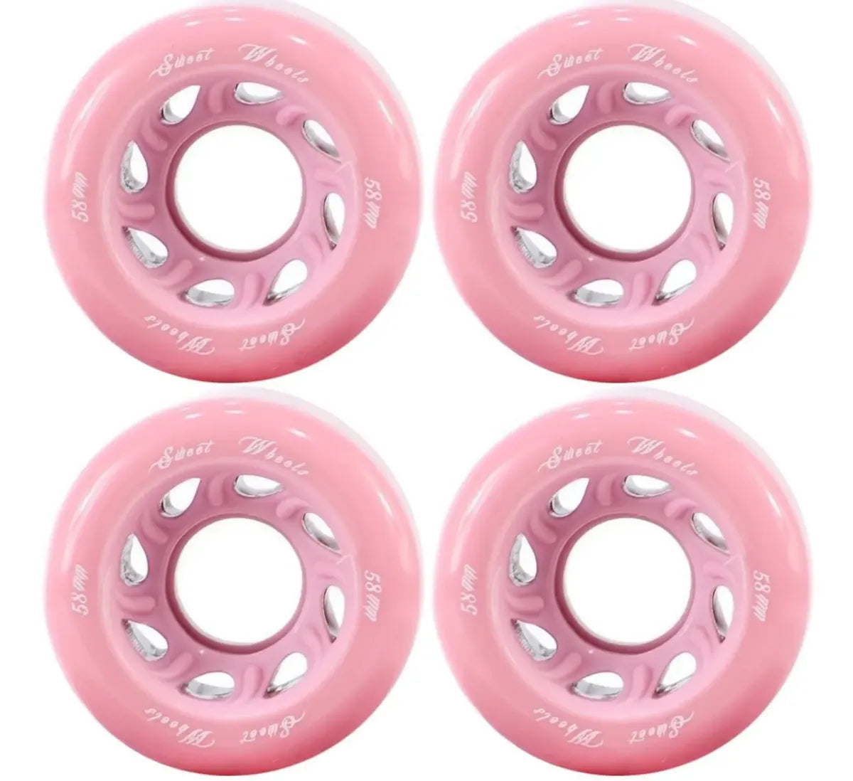 Set Ruedas Rosas Para Patines Quads 58mm SWEET WHEELS