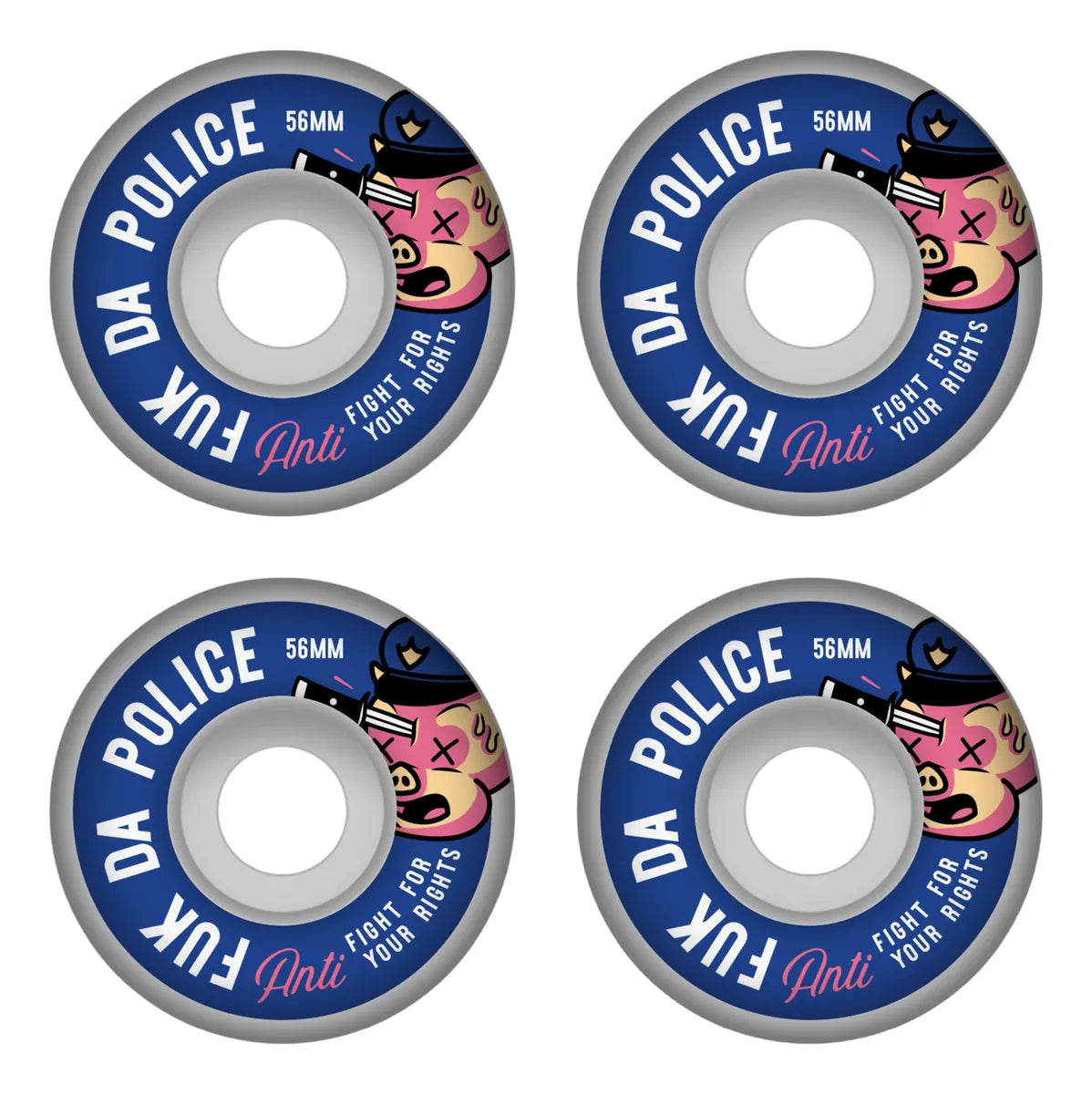 Set Ruedas Fuck The Police Skate Conicas 56mm ANTIFASHION