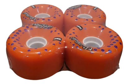 Set Ruedas Naranjas Para Longboard 70mm Sweet Rocket