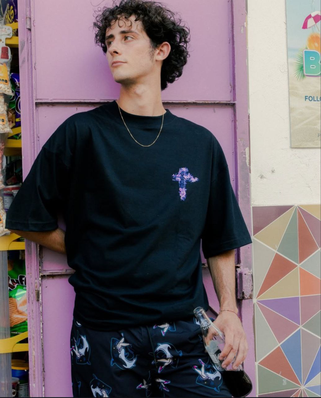 Playera Oversized Cruz Morada CORE