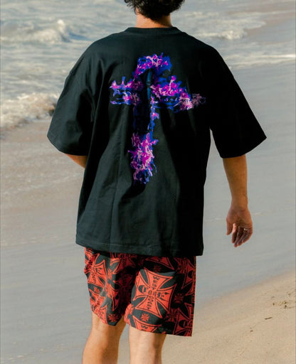 Playera Oversized Cruz Morada CORE