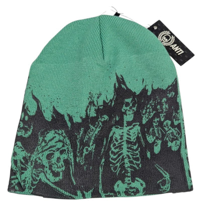 Gorro Verde Esqueletos En Llamas Beanies ANTIFASHION