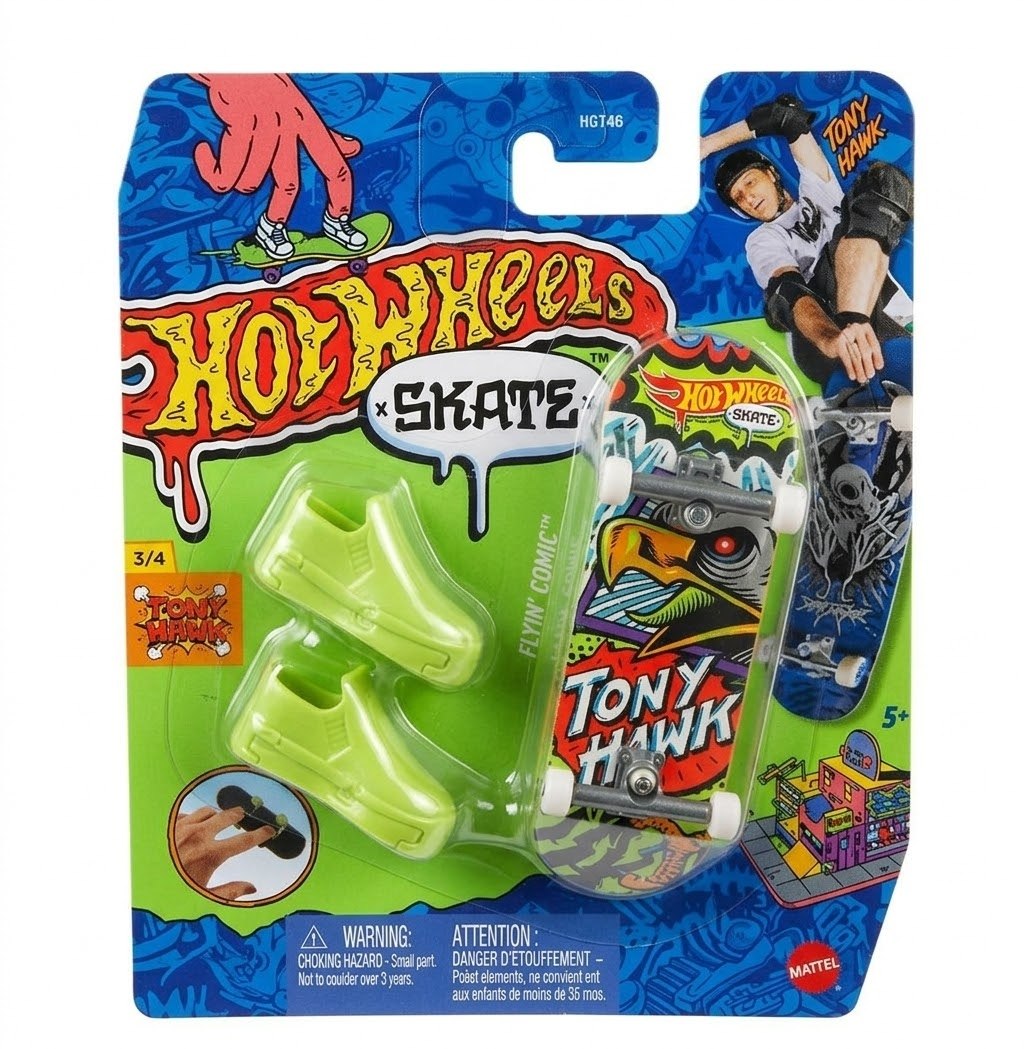 Patineta Para Dedos Con Tenis Flyin' Comic Finger Board HOT WHEELS