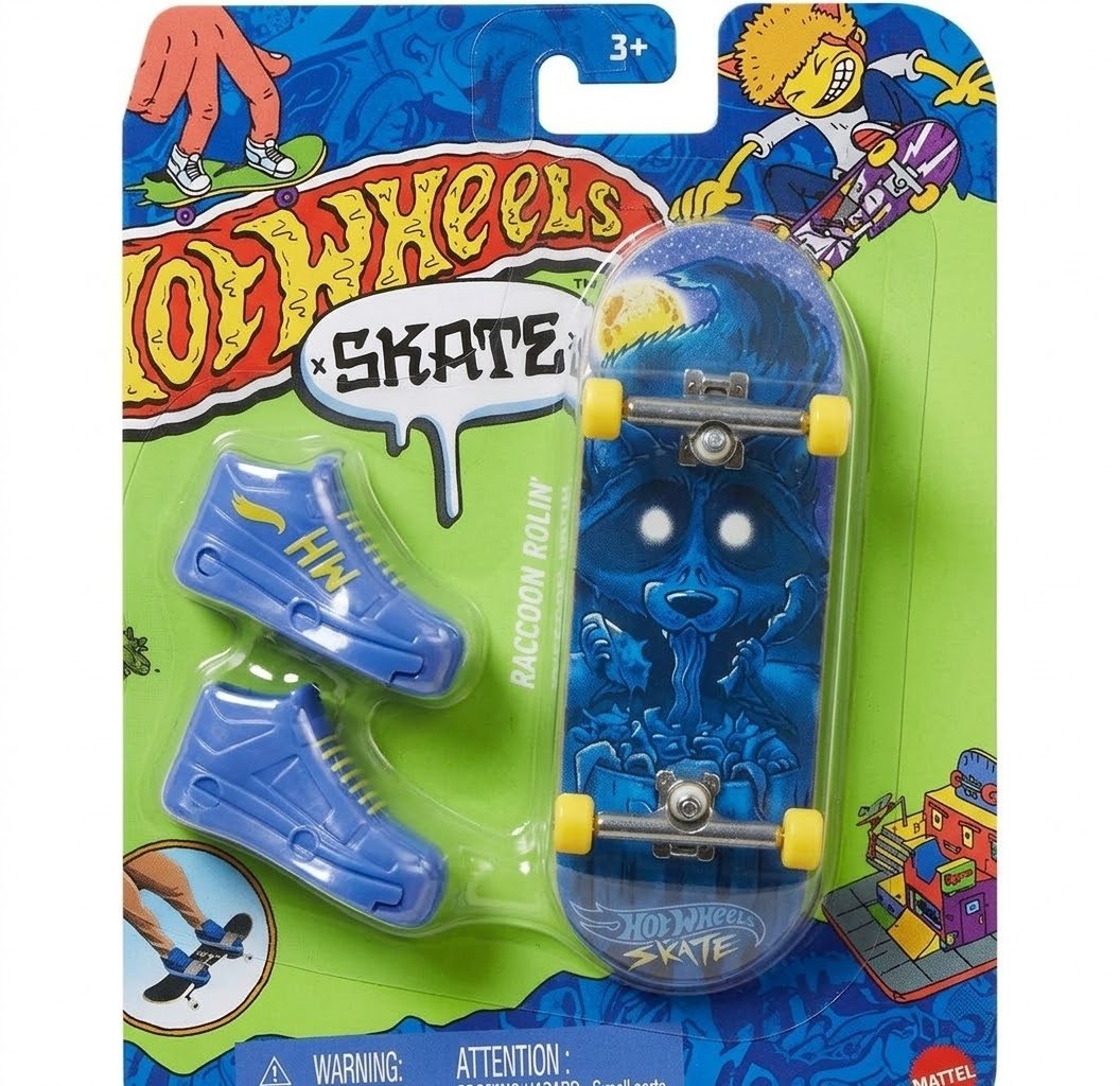 Patineta Para Dedos Con Tenis Raccoon Roll Finger Board HOT WHEELS