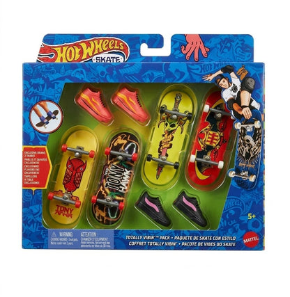 Paquete 4 Patineta Para Dedos Con Tenis Skate Con Estilo Finger Board HOT WHEELS