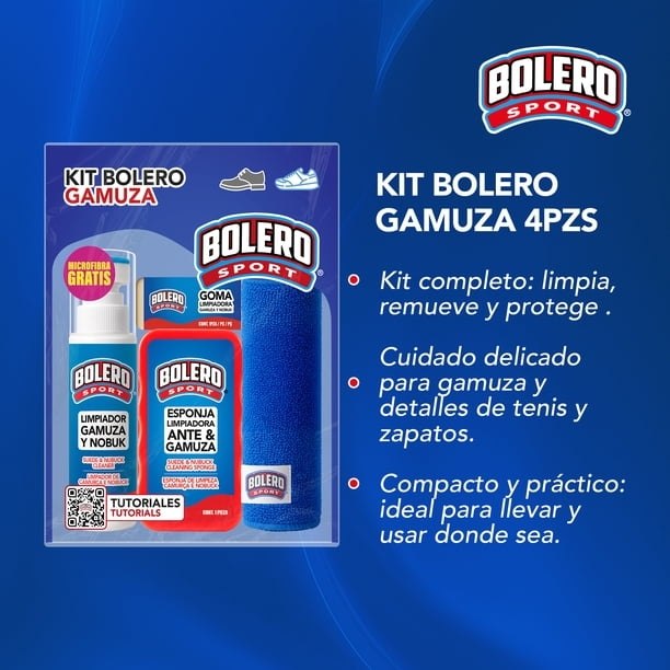 Kit Limpiador Zapatos De Gamuza Borrador, Esponja, Limpiador BOLERO SPORT