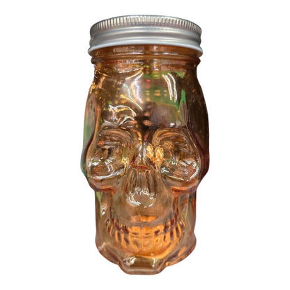 Frasco Contenedor De Vidrio Calavera Naranja