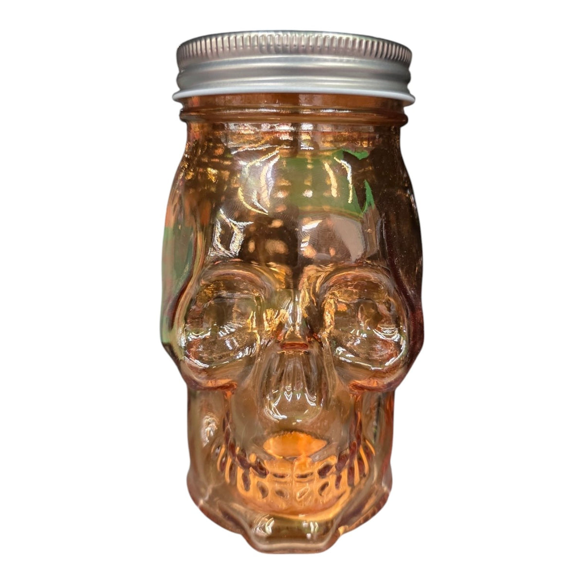 Frasco Contenedor De Vidrio Calavera Naranja