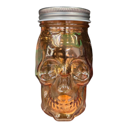 Frasco Contenedor De Vidrio Calavera Naranja