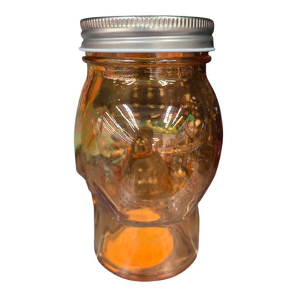 Frasco Contenedor De Vidrio Calavera Naranja