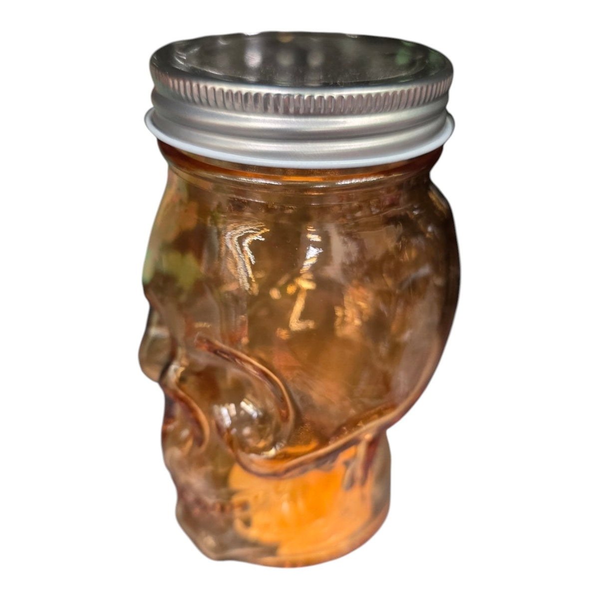 Frasco Contenedor De Vidrio Calavera Naranja