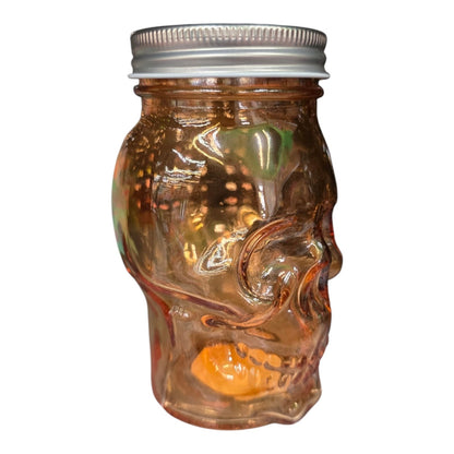 Frasco Contenedor De Vidrio Calavera Naranja