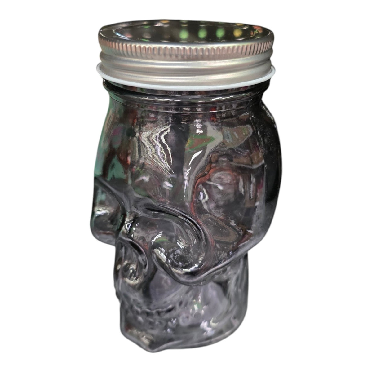 Frasco Contenedor De Vidrio Calavera Negra
