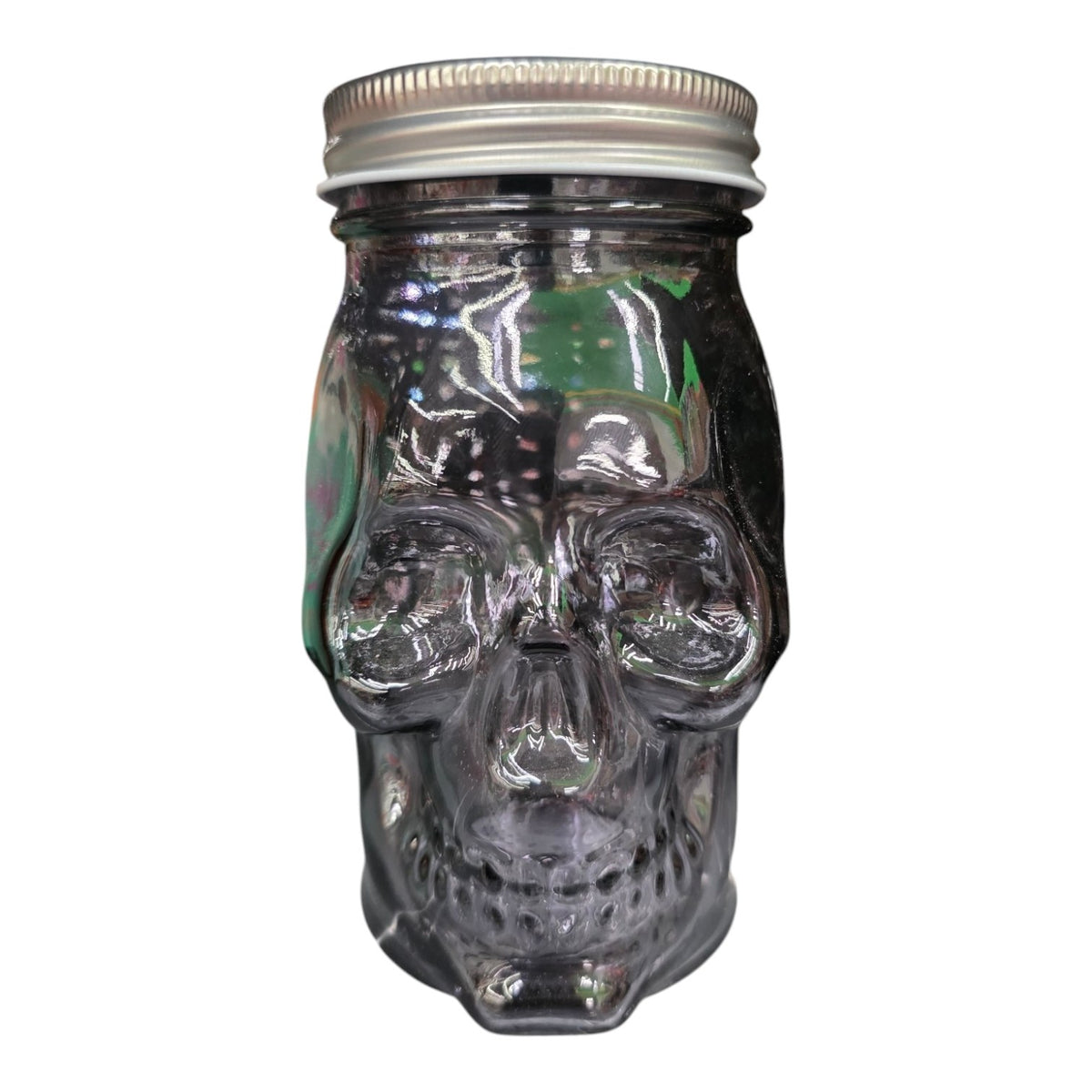 Frasco Contenedor De Vidrio Calavera Negra