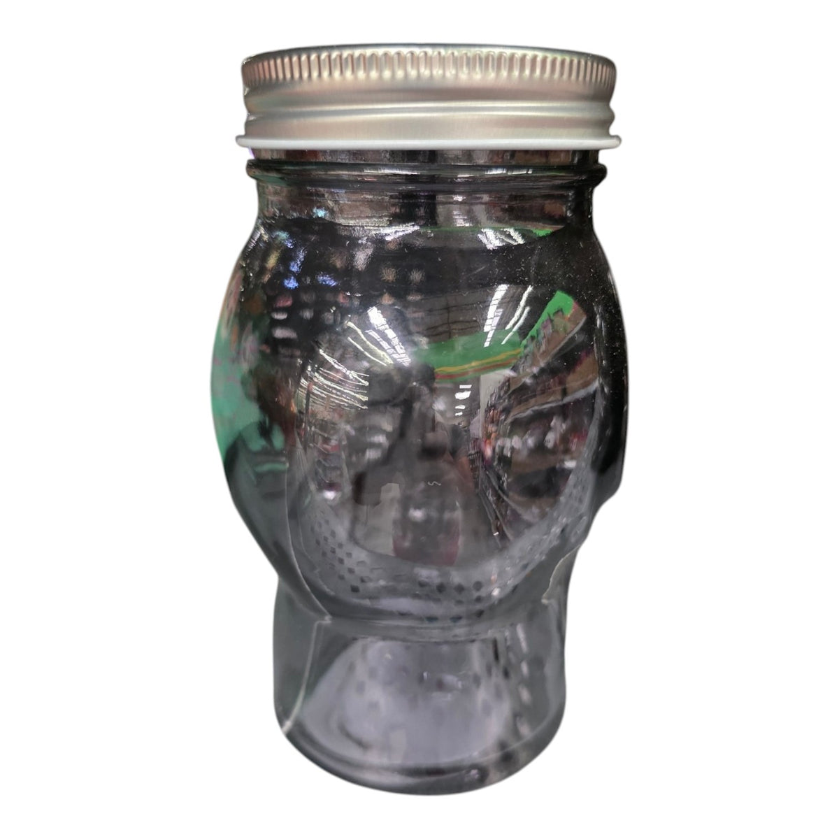 Frasco Contenedor De Vidrio Calavera Negra