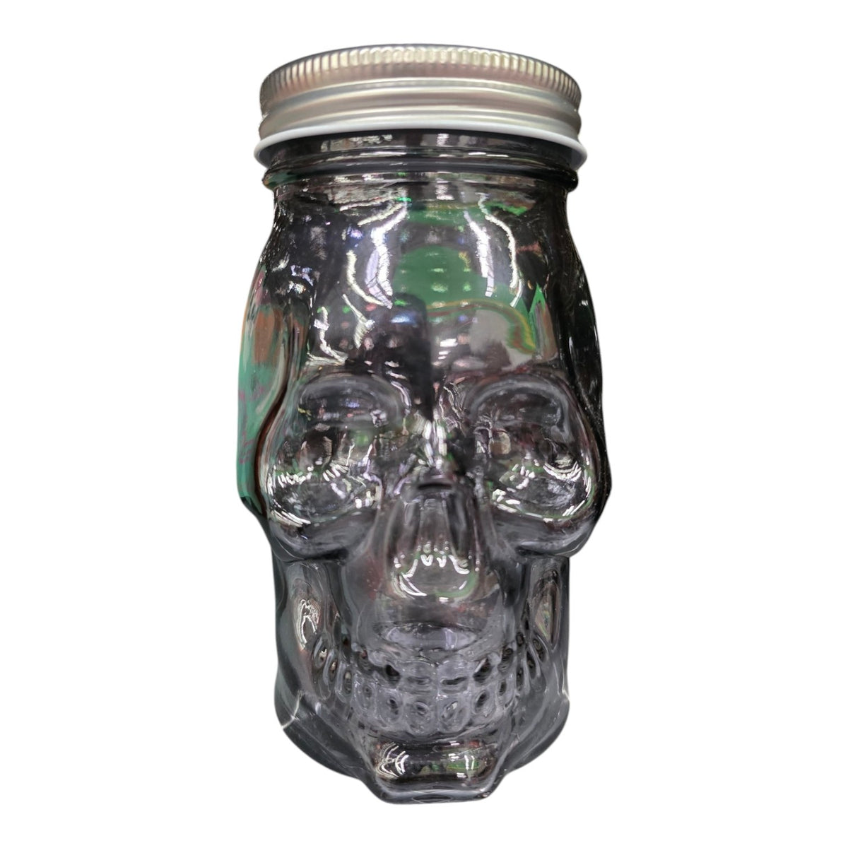 Frasco Contenedor De Vidrio Calavera Negra