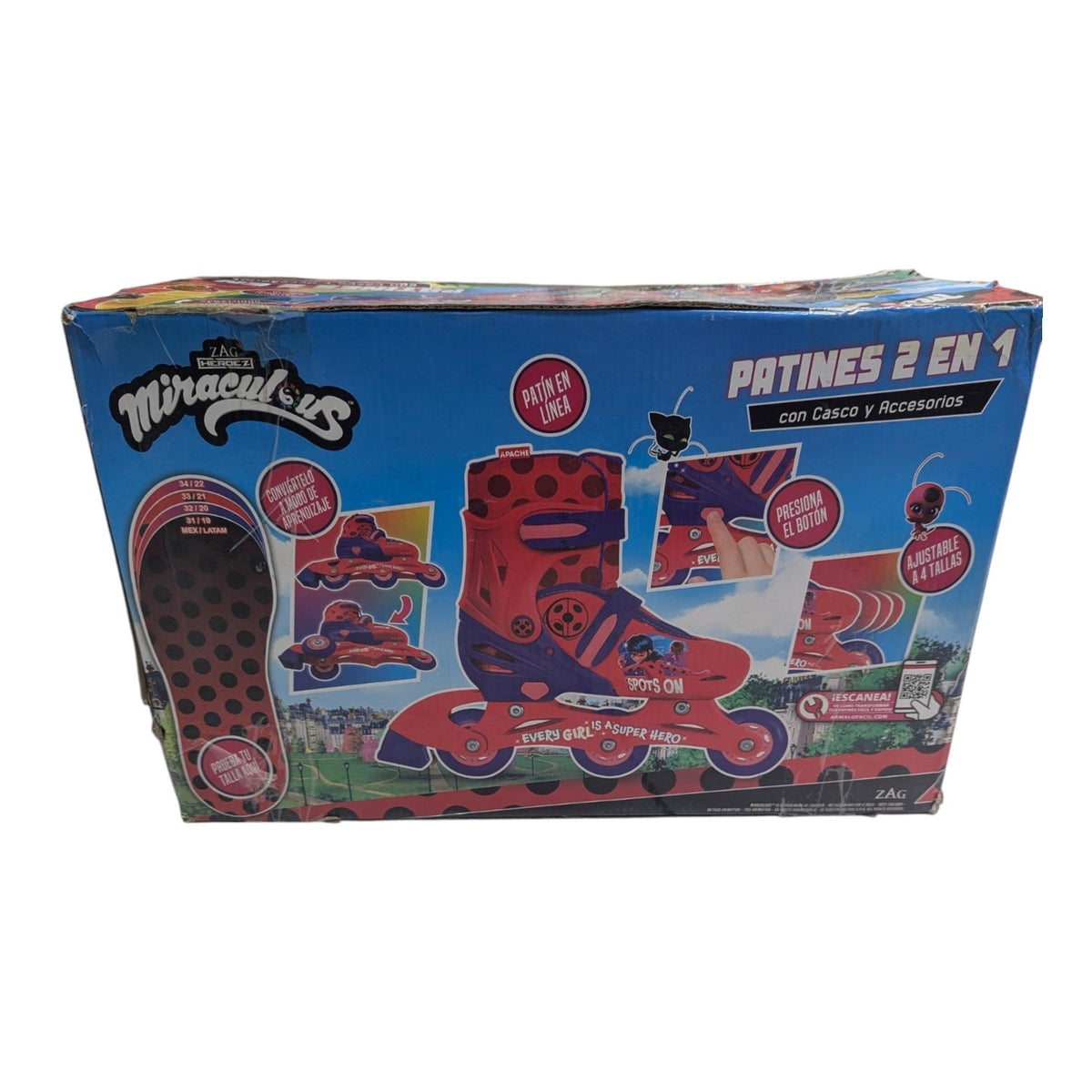 Patines Lady Bug 2 en 1 Ajustables 19-22 MIRACULOUS