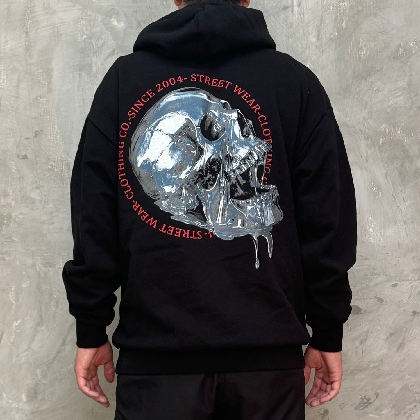 Hoodie Negra Melted Calavera Algodon Pesado ANTIFASHION