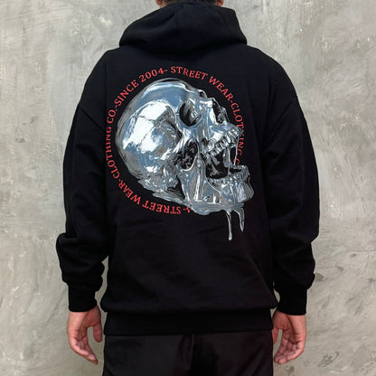 Hoodie Negra Melted Calavera Algodon Pesado ANTIFASHION