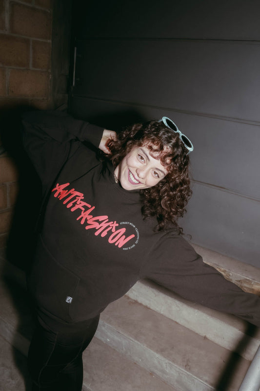 Hoodie Negra Melted Calavera Algodon Pesado ANTIFASHION