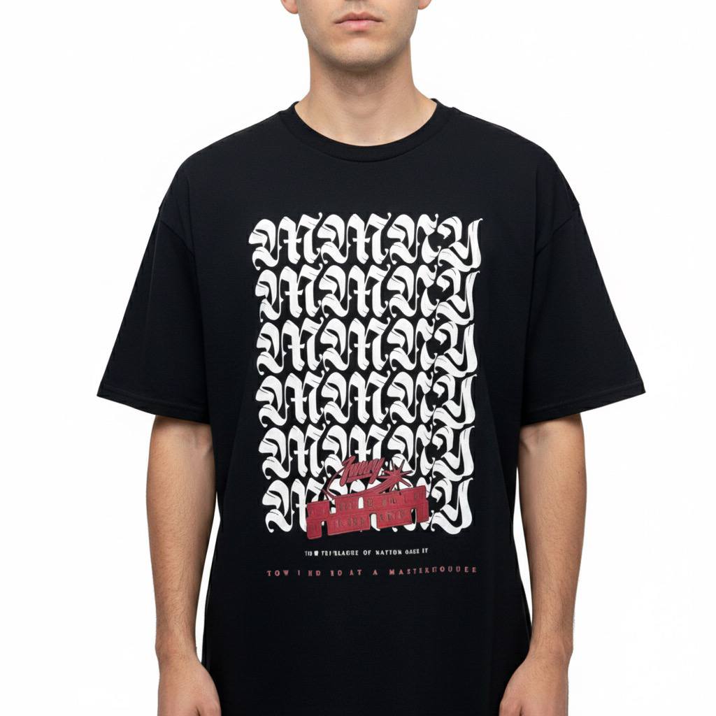 Camiseta Negra Letras Cholo MOMONEY