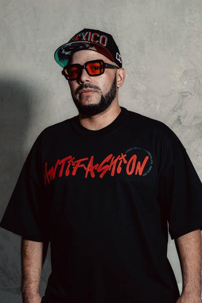 Playera Negra Oversized Calavera ANTIFASHION