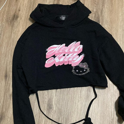 Sueter Negro Corto Hello Kitty Diamantes FOREVER 21